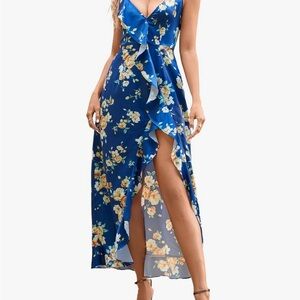 CUPSHE Floral Navy Dress